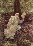 llya Yefimovich Repin Tolstoy Resting in the Wood USA oil painting artist